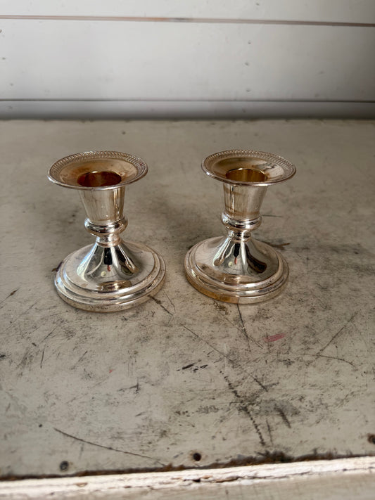 Silver plated Zinc candlestick set of 2