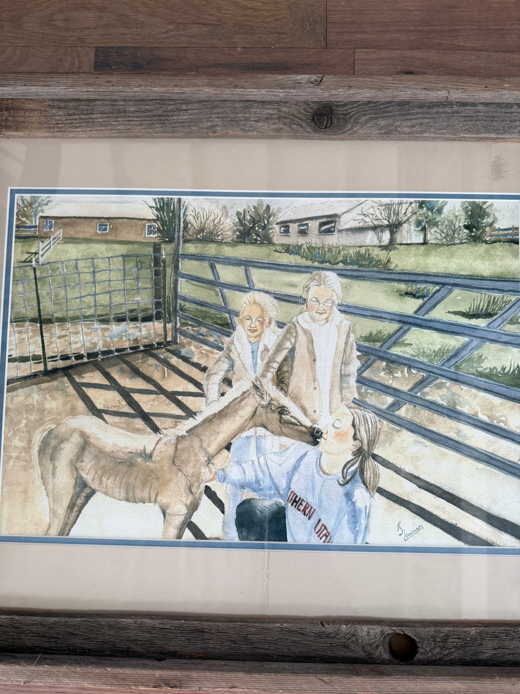 Framed Original Water Color with horses