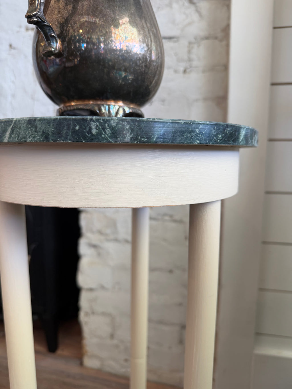 Hand Painted with marble top plant stand 24” tall will come disassembled lightly distressed