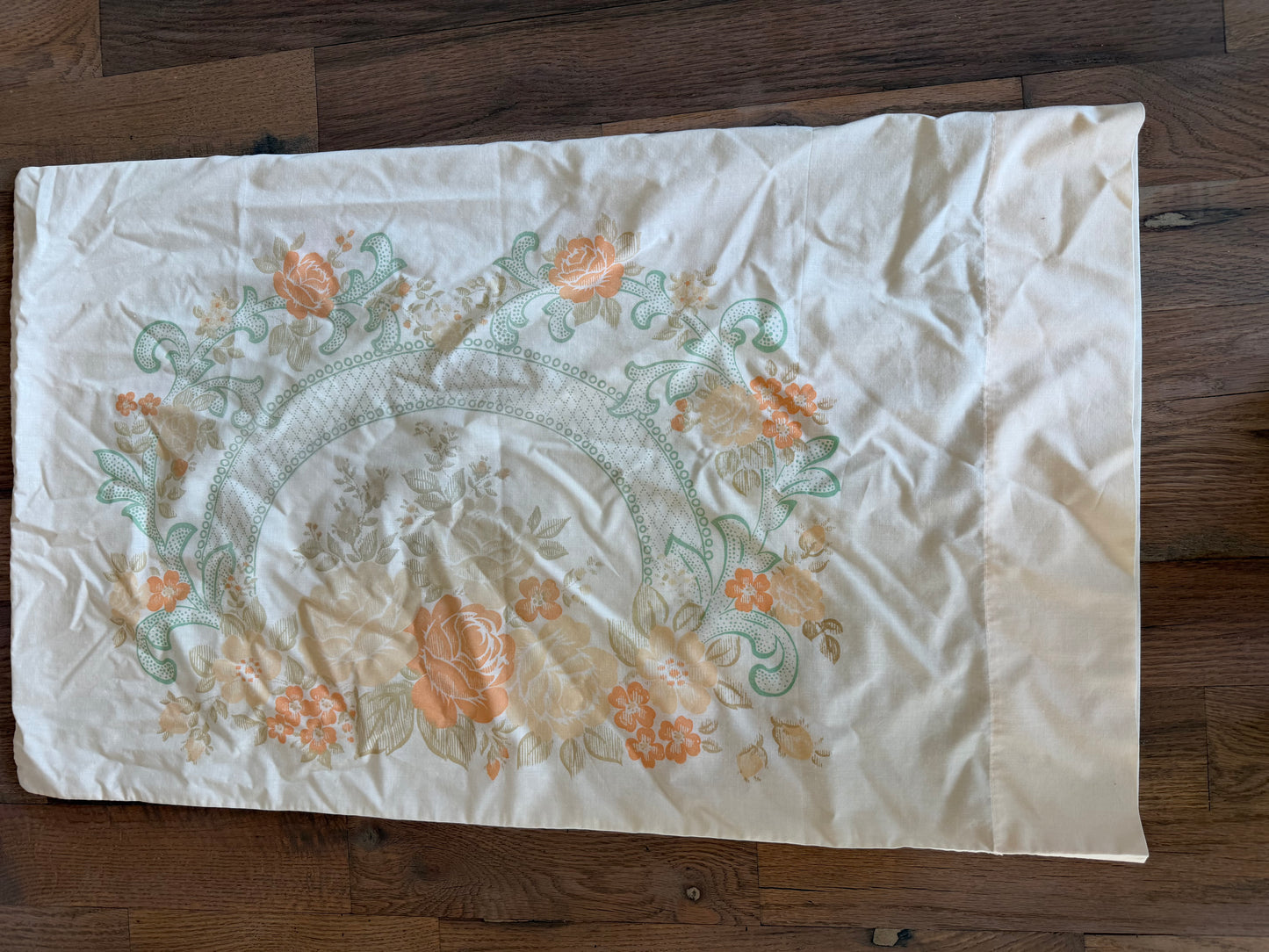 Vintage orange floral king pillowcase