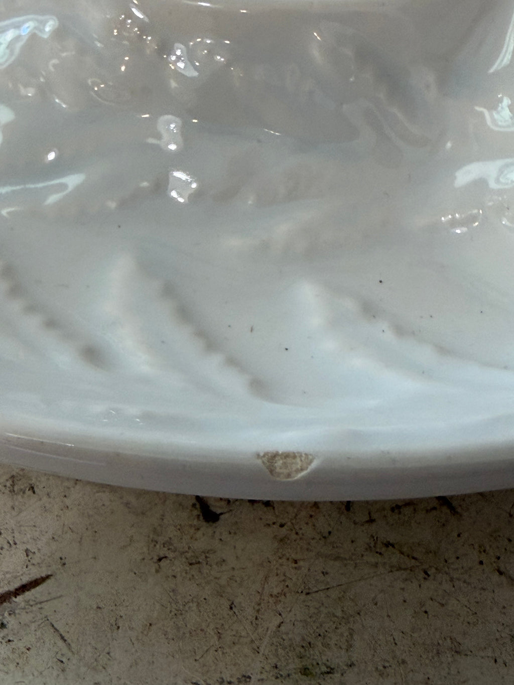 Vintage California Pottery White ceramic artichoke serving plate - Has Flea bite chips - SOLD INDIVIDUALLY