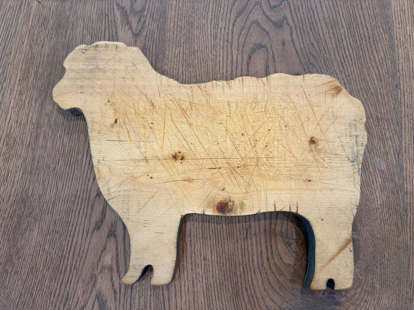 Hand Painted and Cut Sheep Cutting Board - painted side for decor only