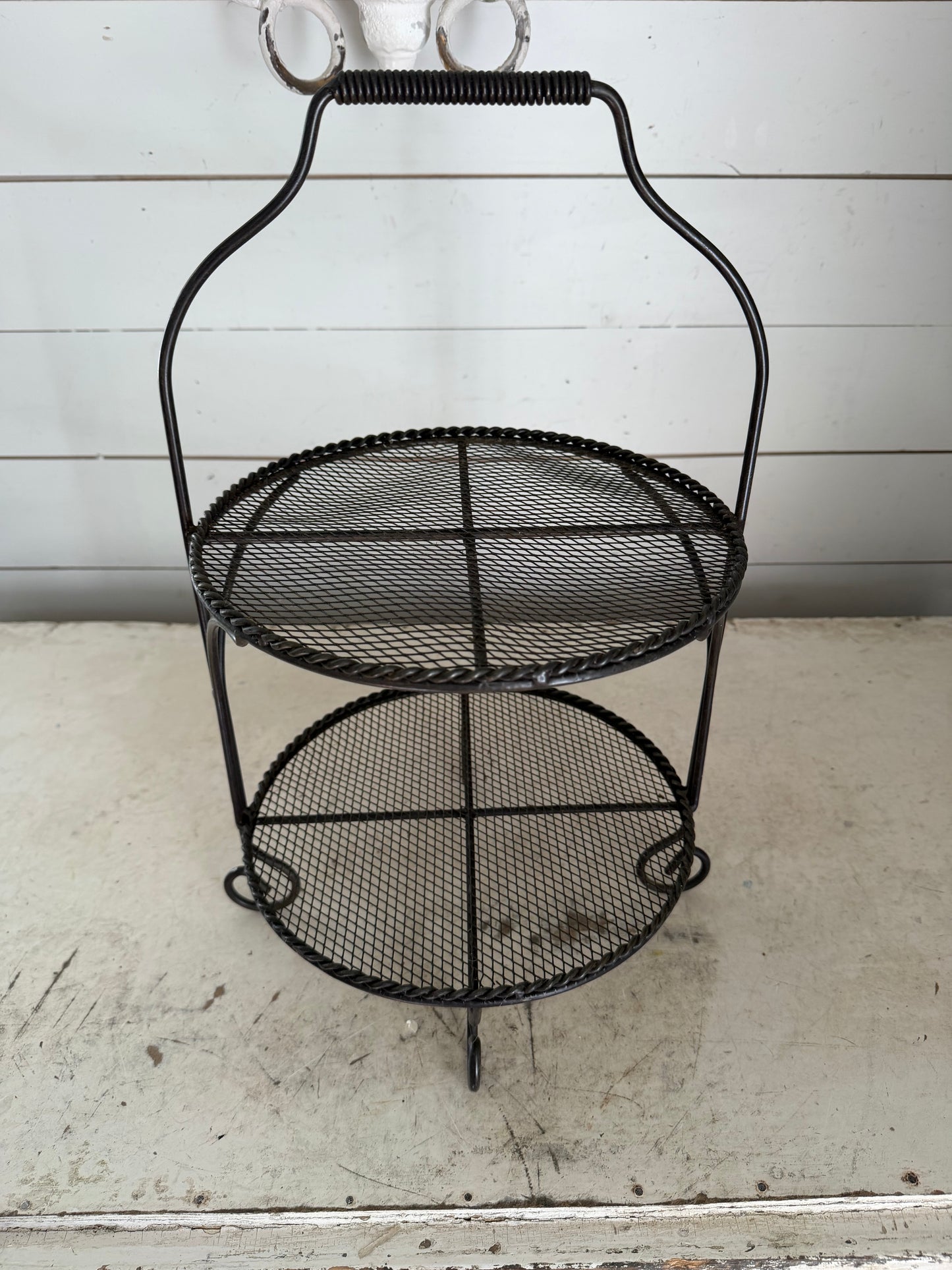 Black Wrought Iron Two Tiered Tray