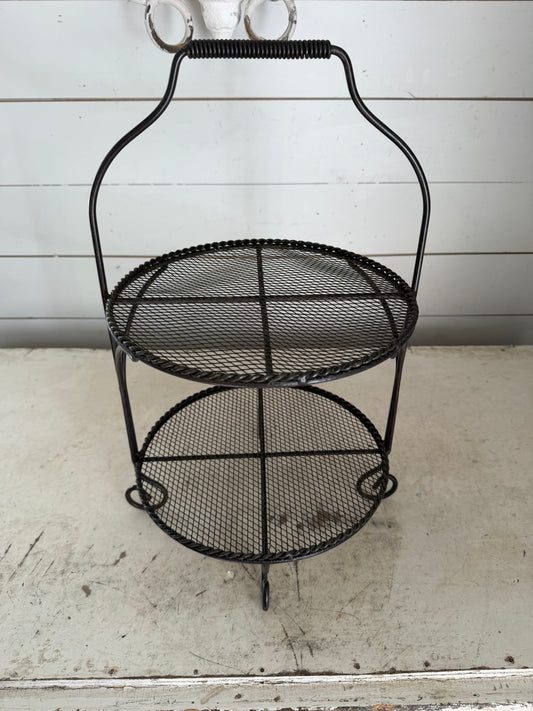 Black Wrought Iron Two Tiered Tray