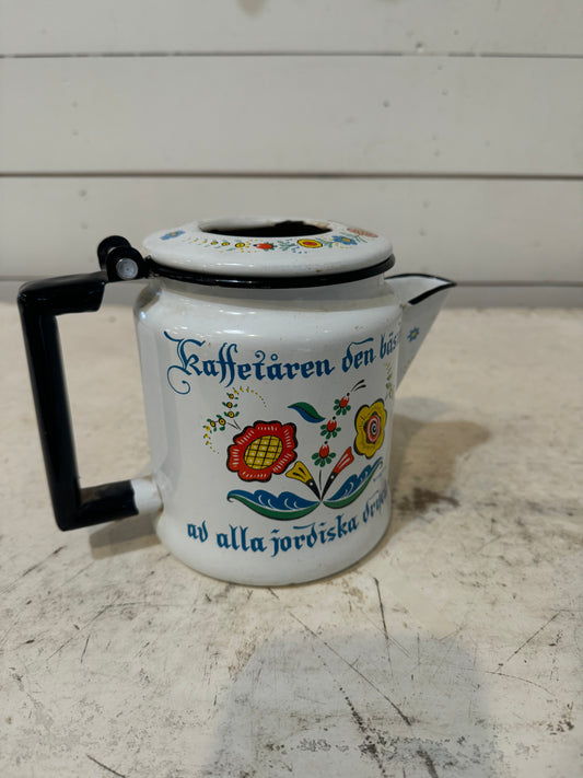 Vintage Swedish Enamel Coffee Pot