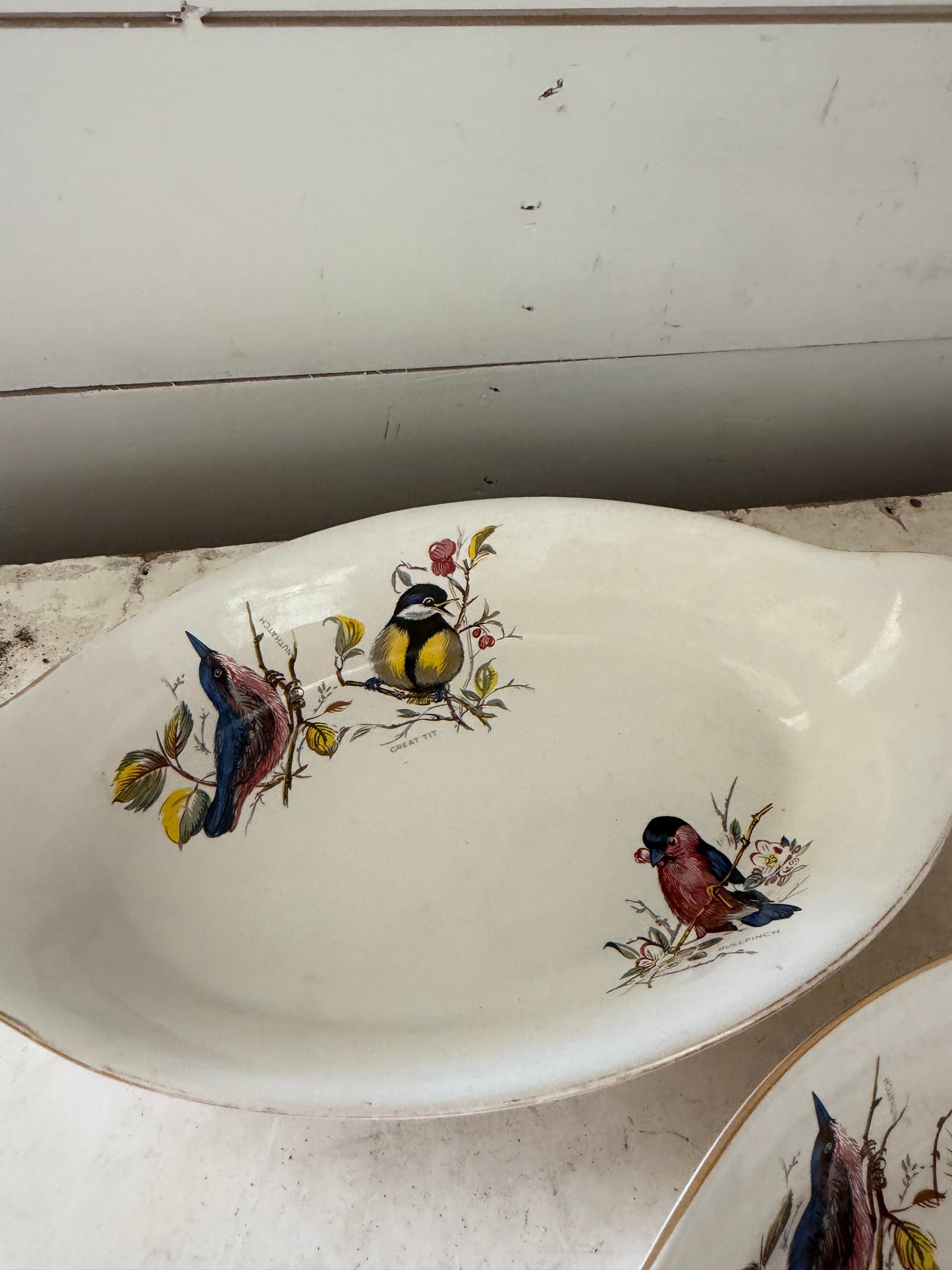 AU GRATIN DISH 265 Birds Tit Gold Trim sold individually