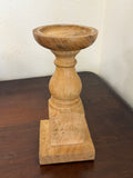 Turned Wood Pillar Candlestick