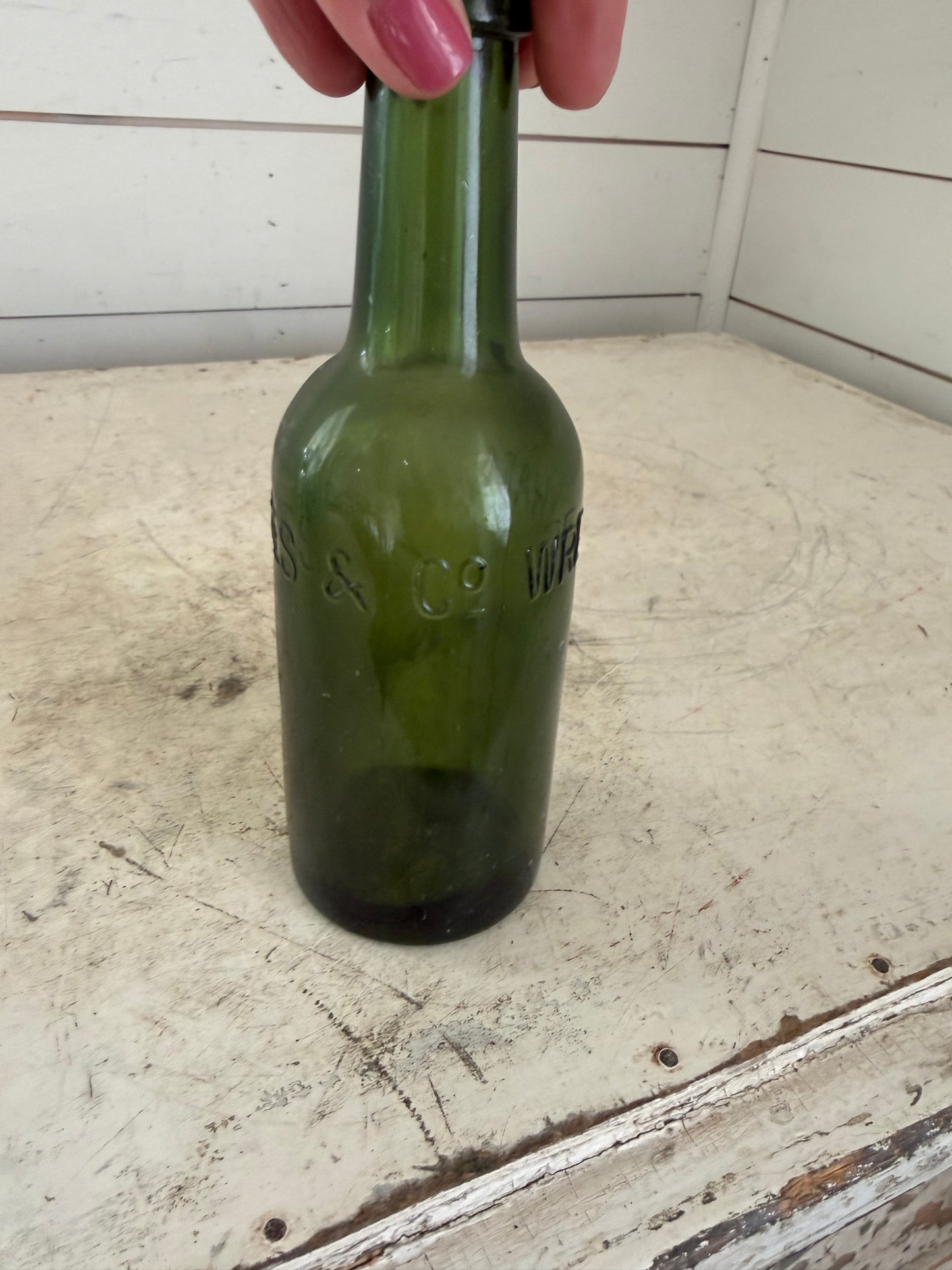 Antique Soames Wrexham Olive Green Bottle