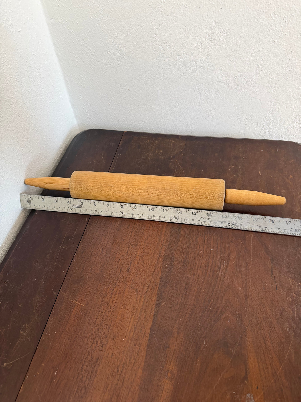 Vintage Wood Rolling Pin with Tapered Handles - Will Get Handle Painted