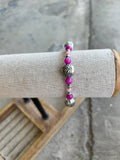 Pink, silver rose beaded bracelet