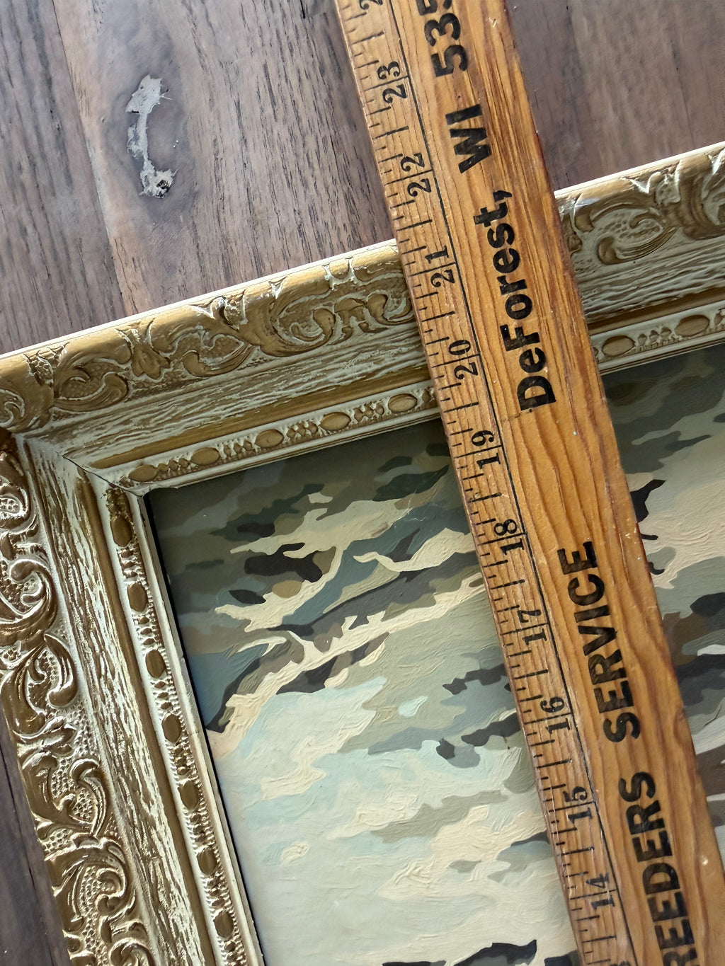 Large vintage mid-century paint by number winter scene