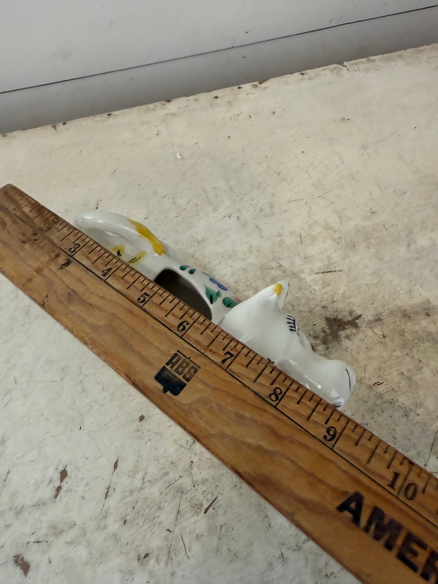 VINTAGE ARTHUR WOODS Ceramic Creamer White with Hand Painted Floral Design