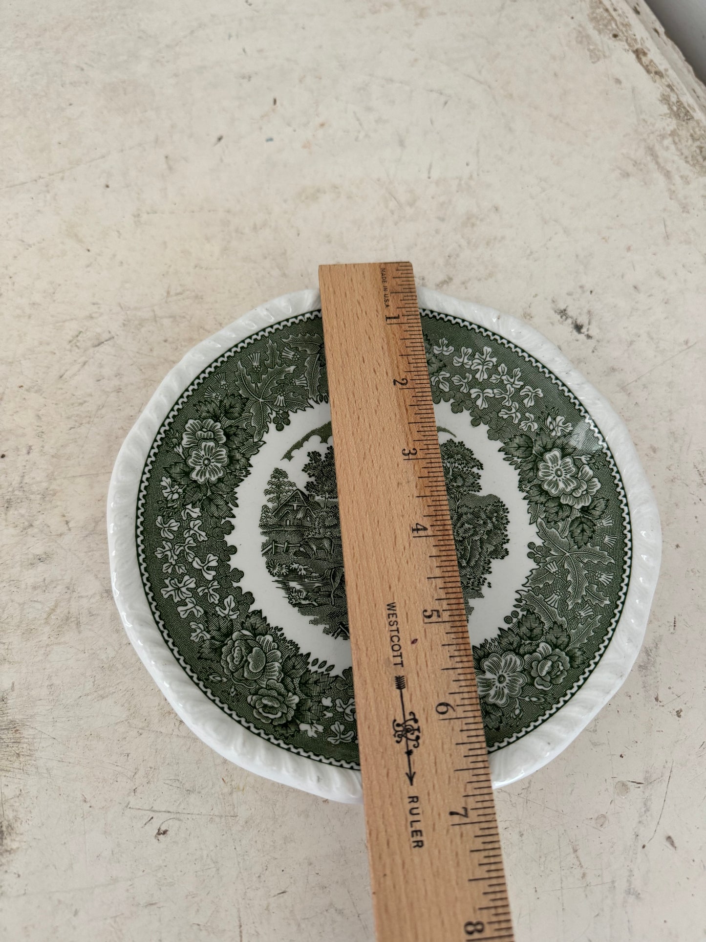 Green Transferware Adams Saucer