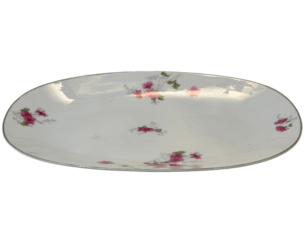 German platter with pink flowers - Silesia, Germany SK China