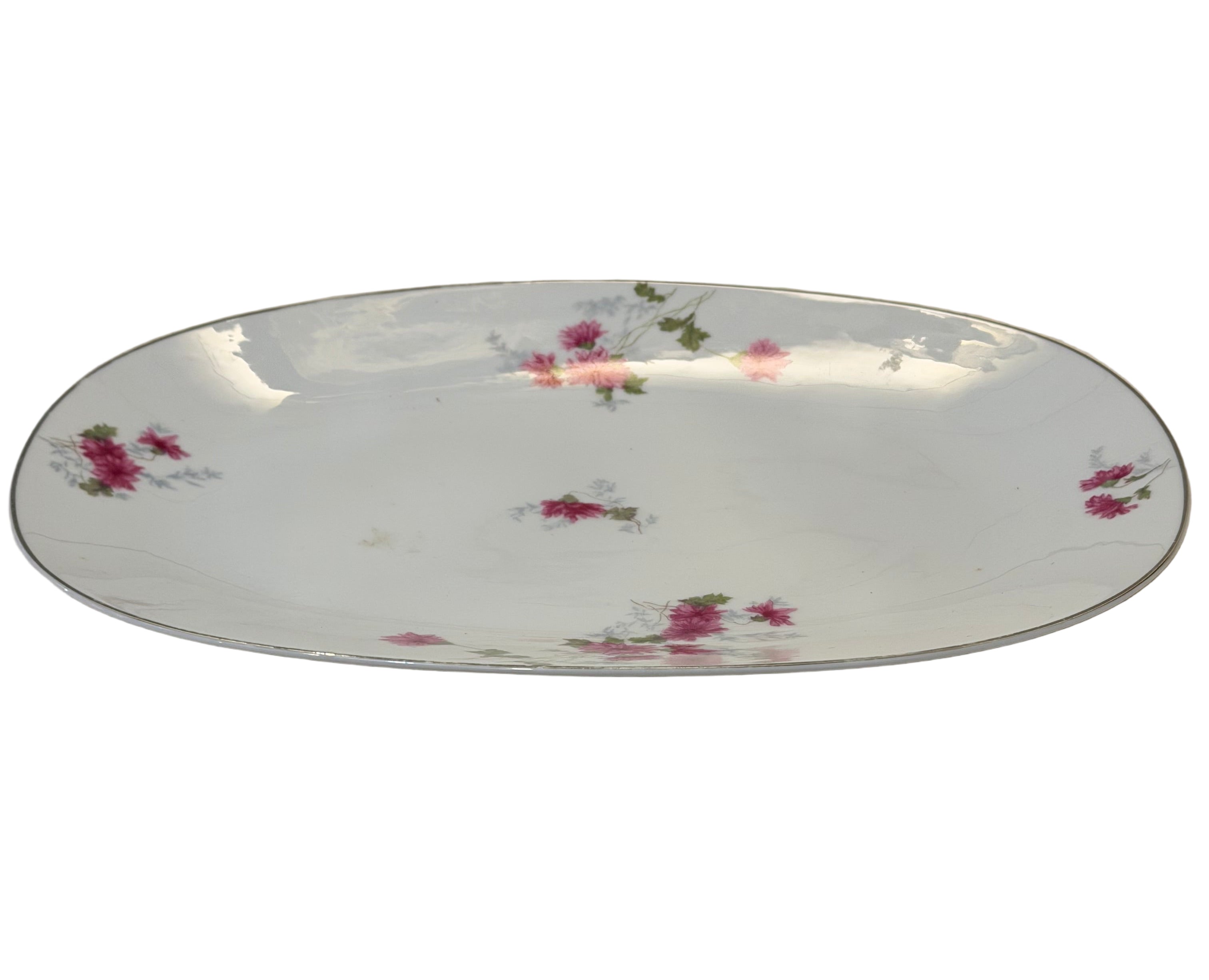 German platter with pink flowers - Silesia, Germany SK China