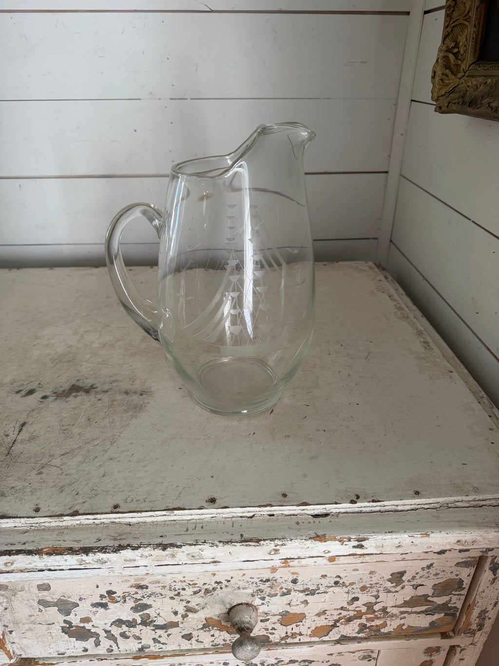 Clipper Collection 1/2 Gallon Etched Glass Pitcher - ship