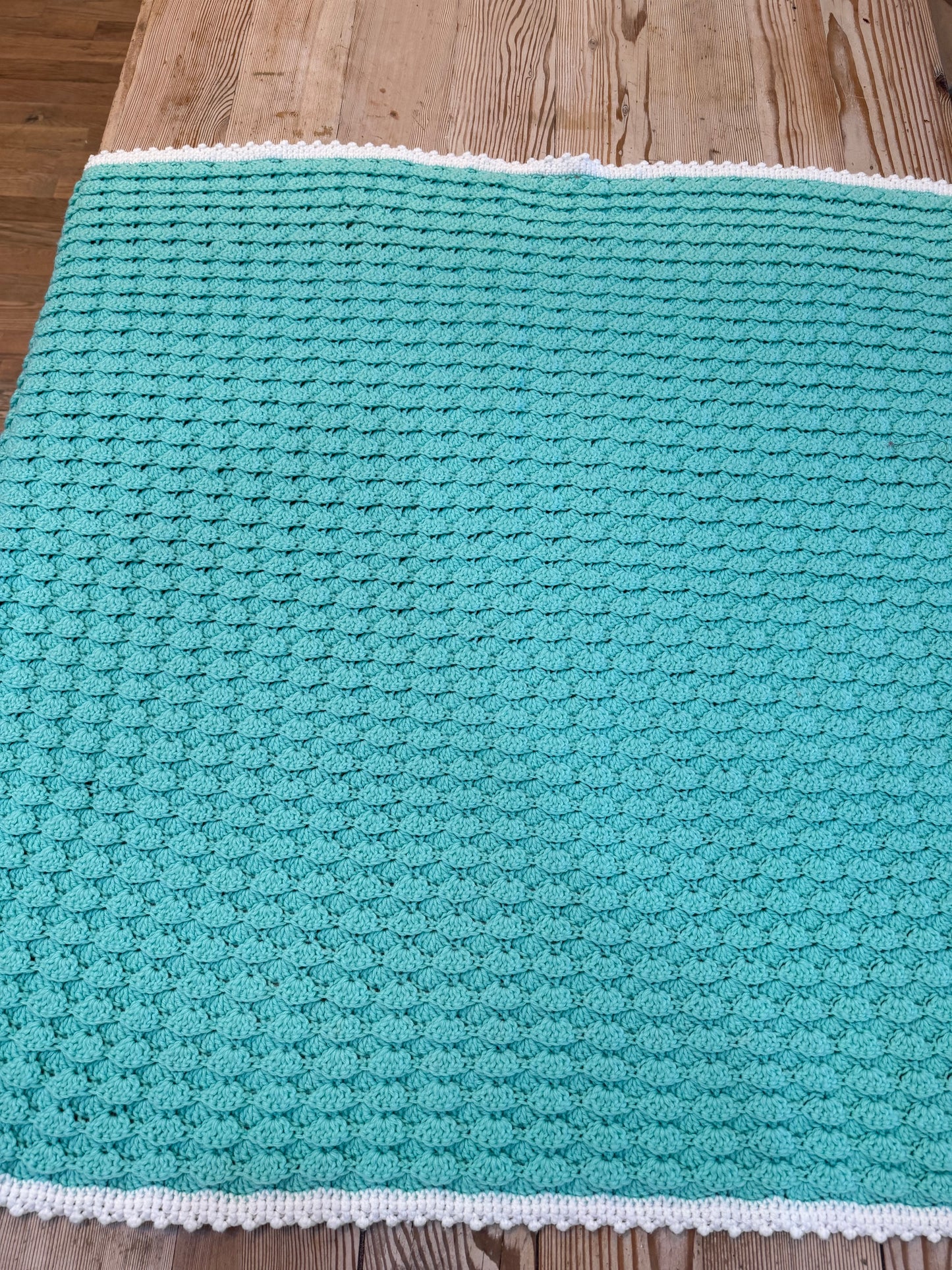Turquoise & White Afghan 45x45”