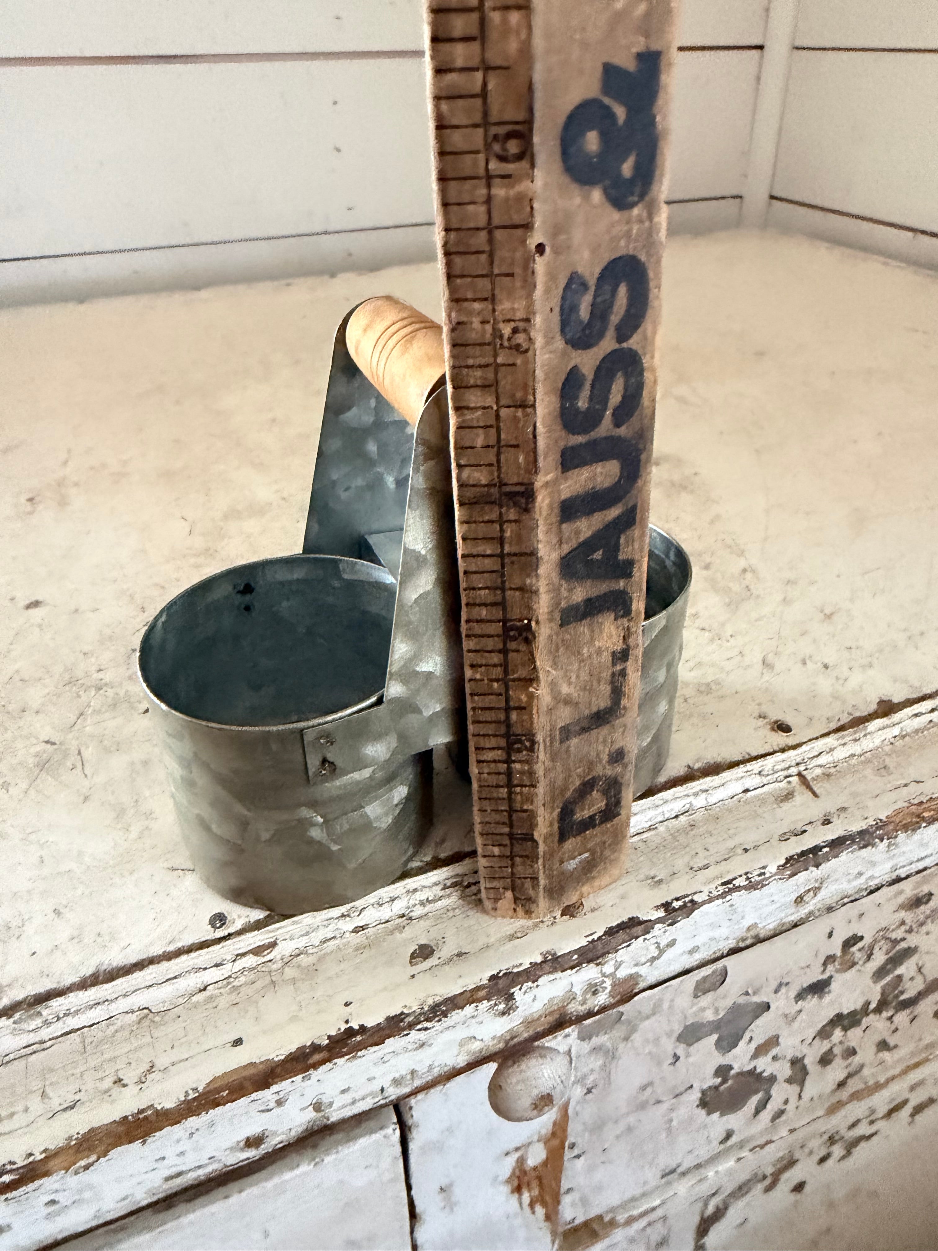 Galvanized, salt, pepper shaker holder