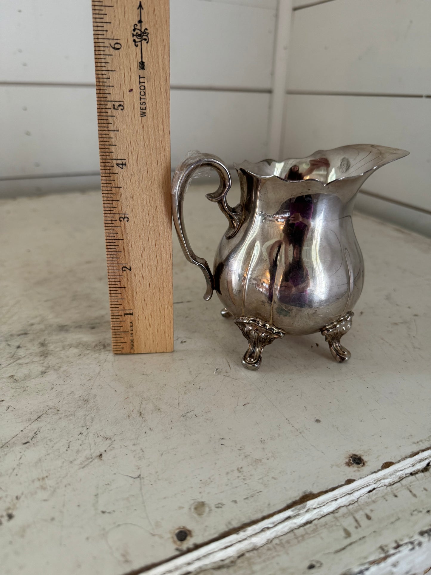 Antique Silverplate Creamer with feet