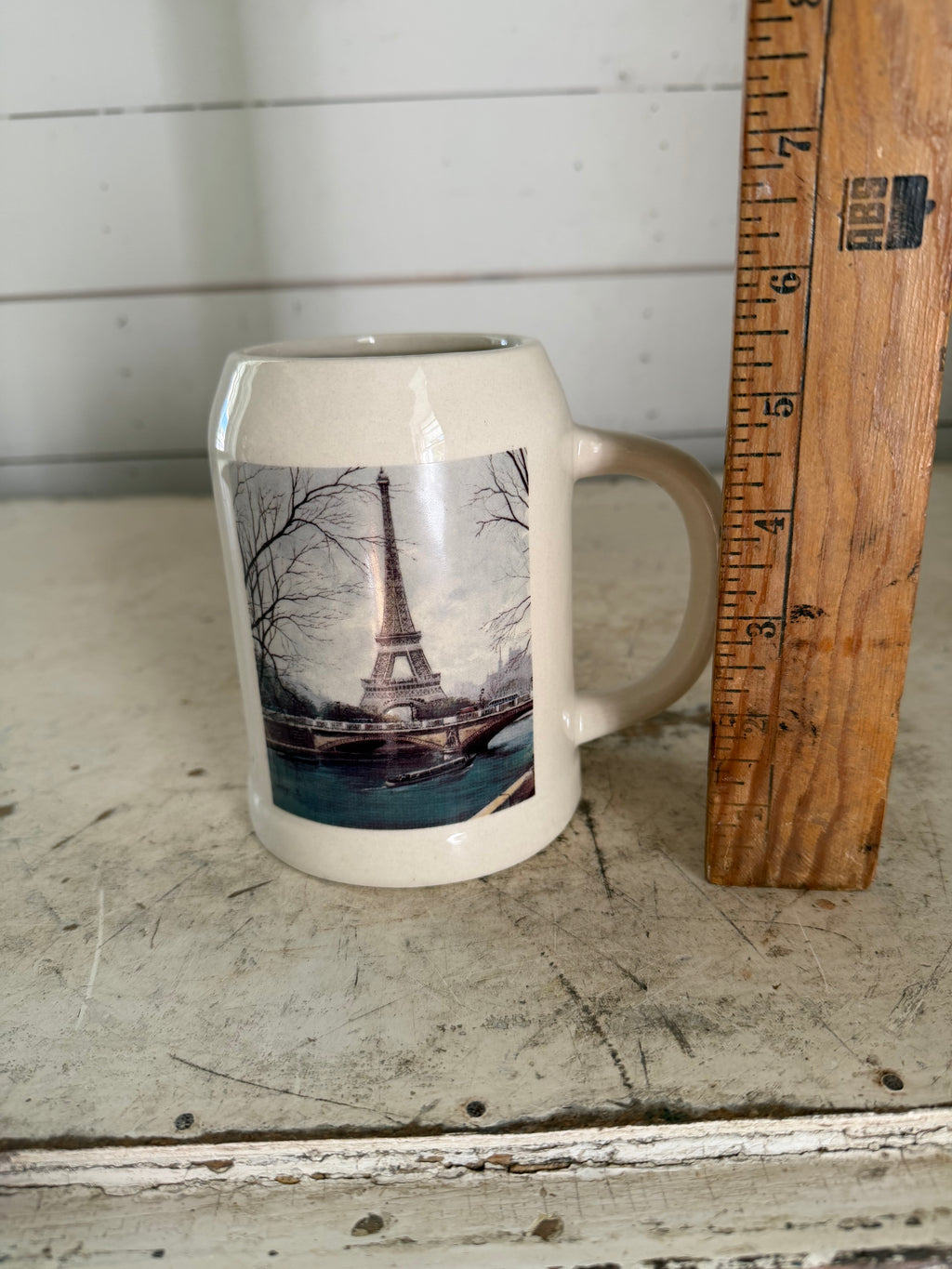 Paris souvenir Stein with the Eiffel Tower on it