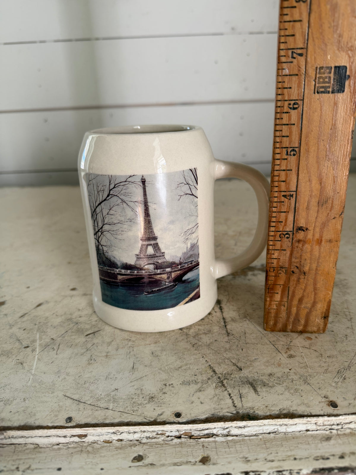 Paris souvenir Stein with the Eiffel Tower on it