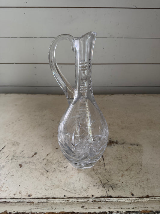 Vintage cut lead crystal ewer-style decanter or carafe