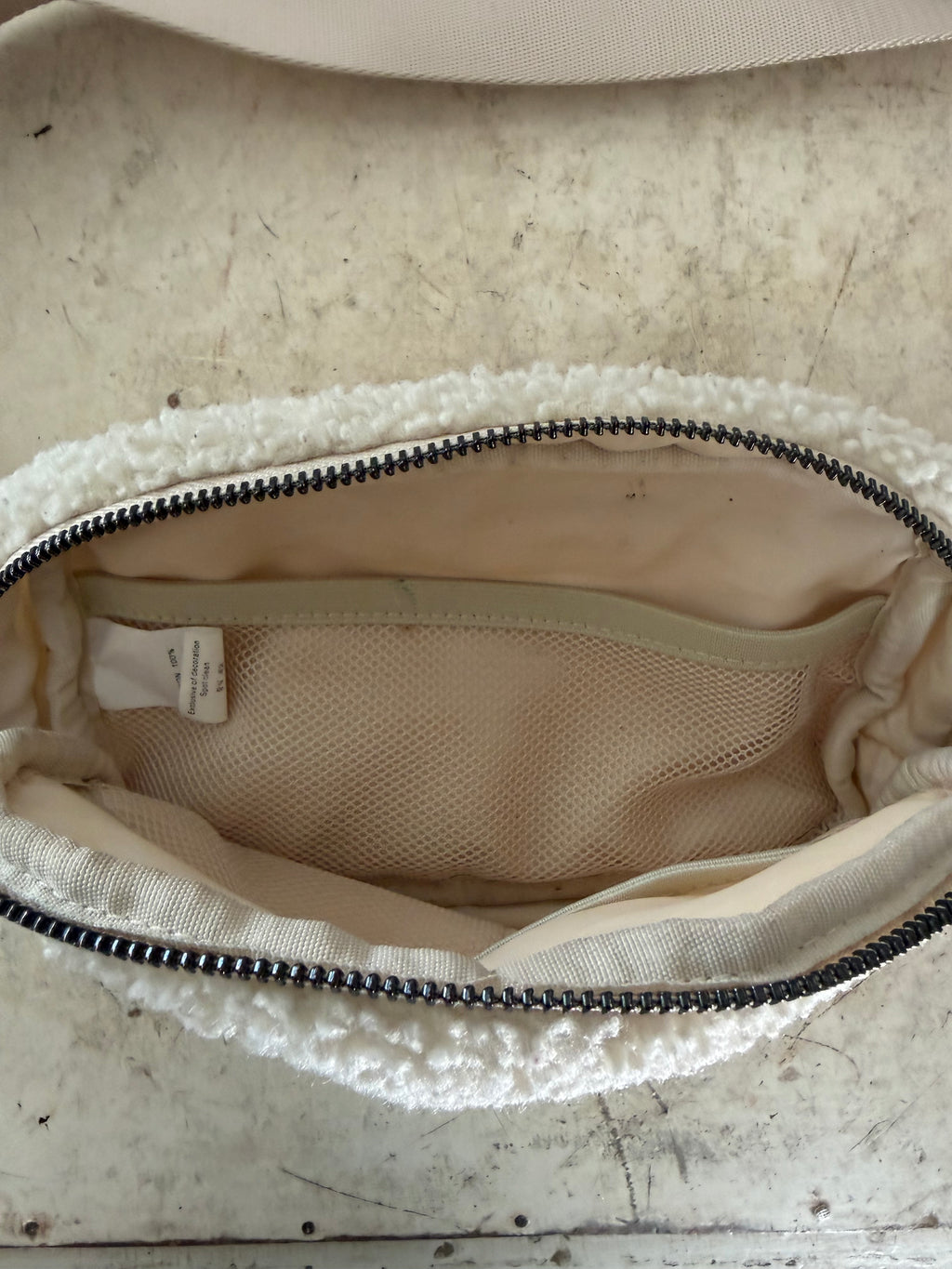 Cream Fleece Style Hip Bag