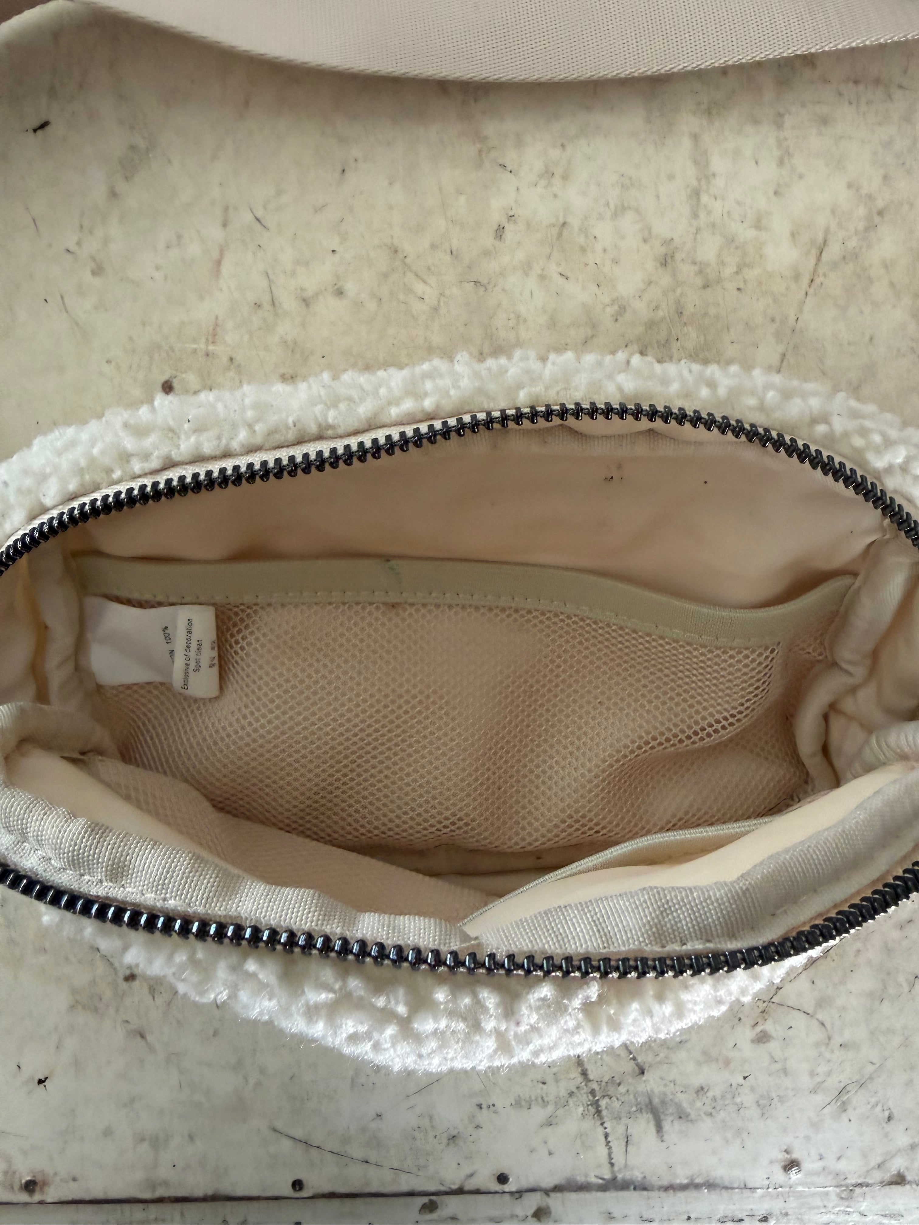 Cream Fleece Style Hip Bag