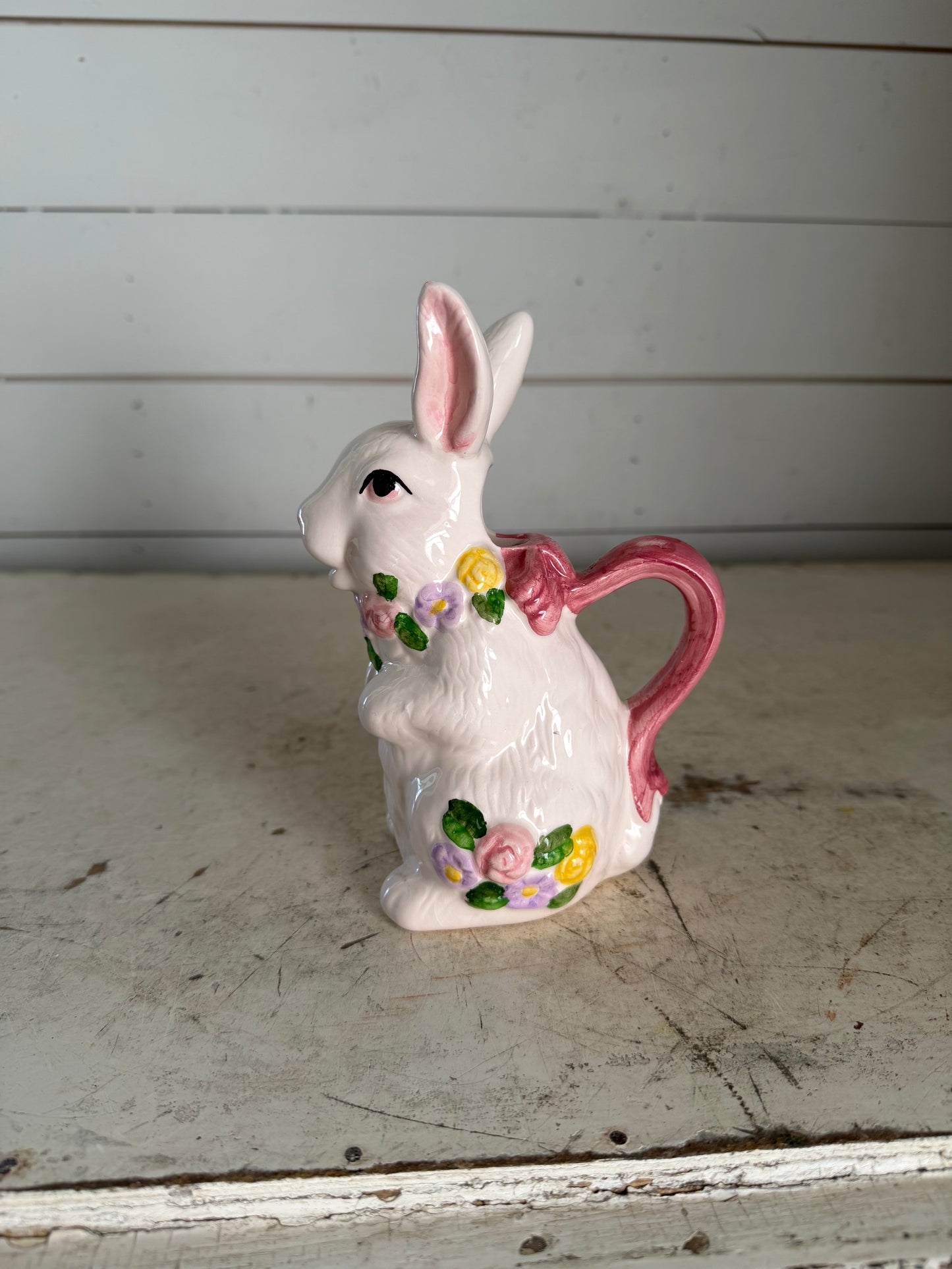 Vintage New Debco International Ceramic Spring Rabbit Cream Pitcher