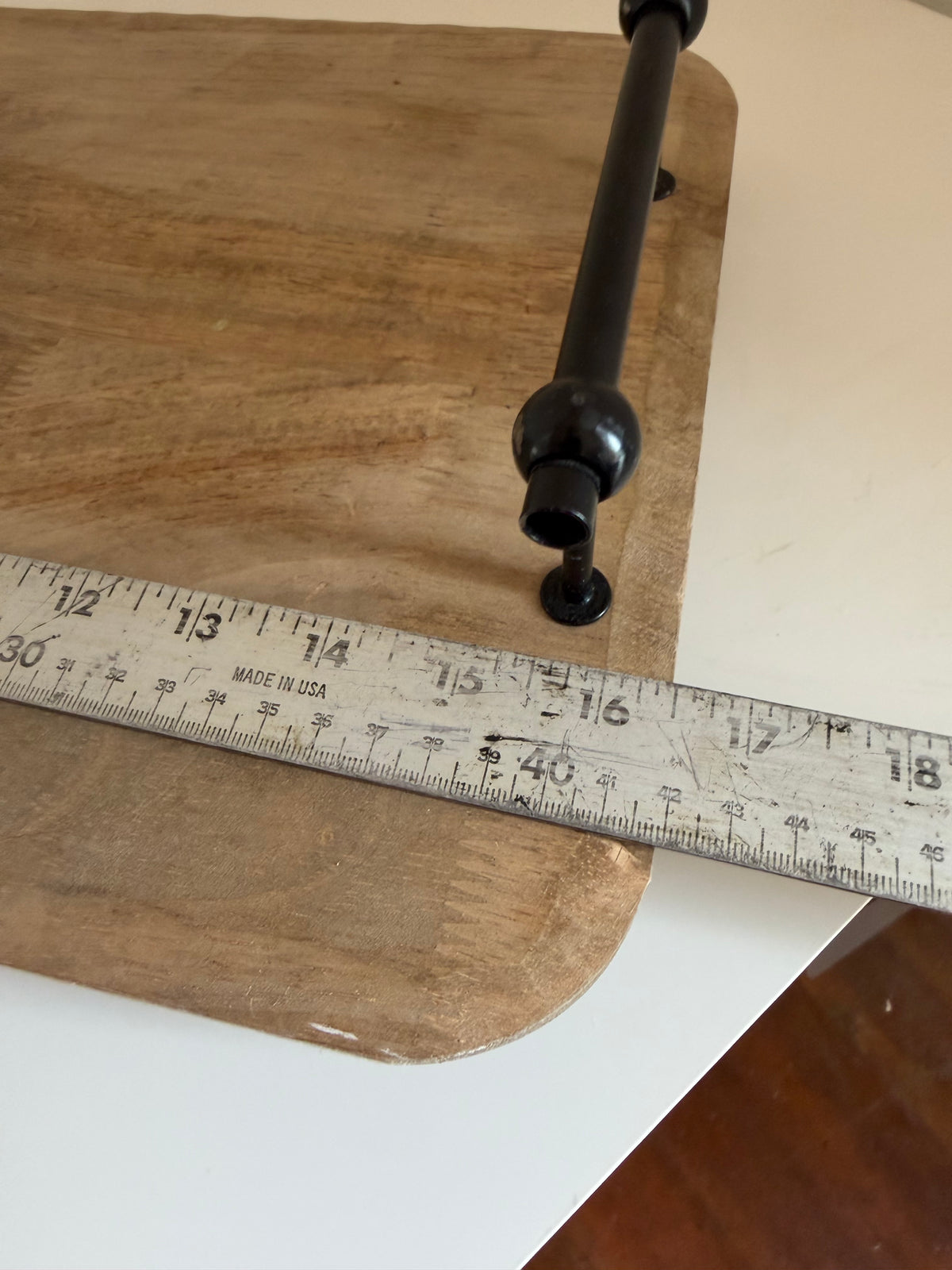Wooden Serving Tray with Black Handles - Will get makeover