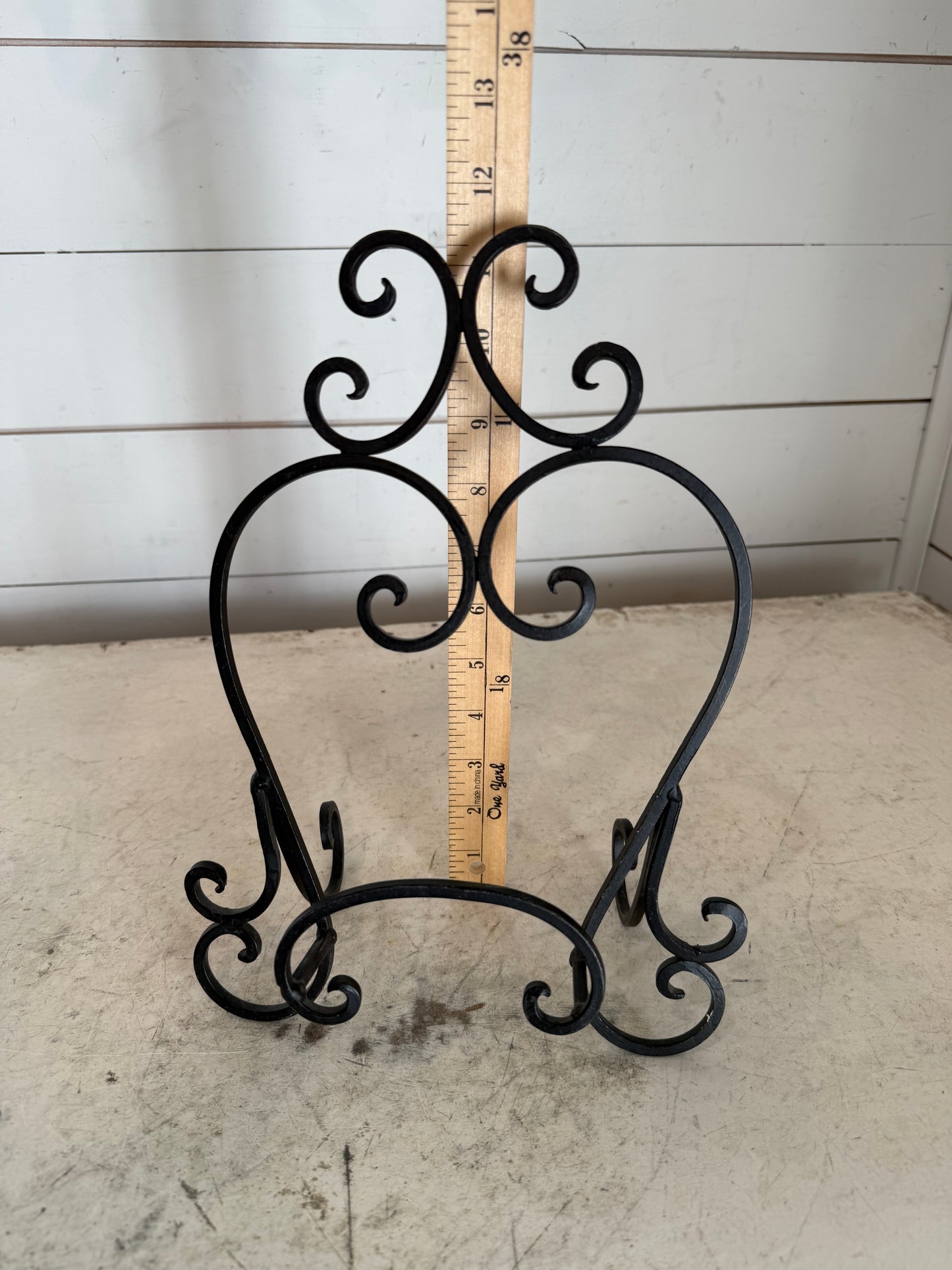 Wrought iron plate holder, cookbook or picture stand