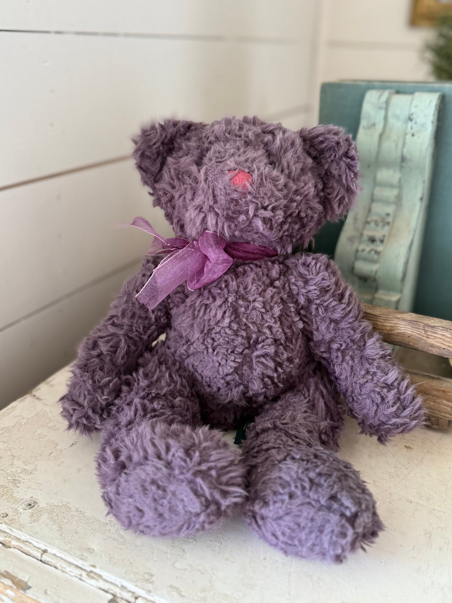 Vintage Russ Bearberry Grape Purple Stuffed Floppy Legs Bear