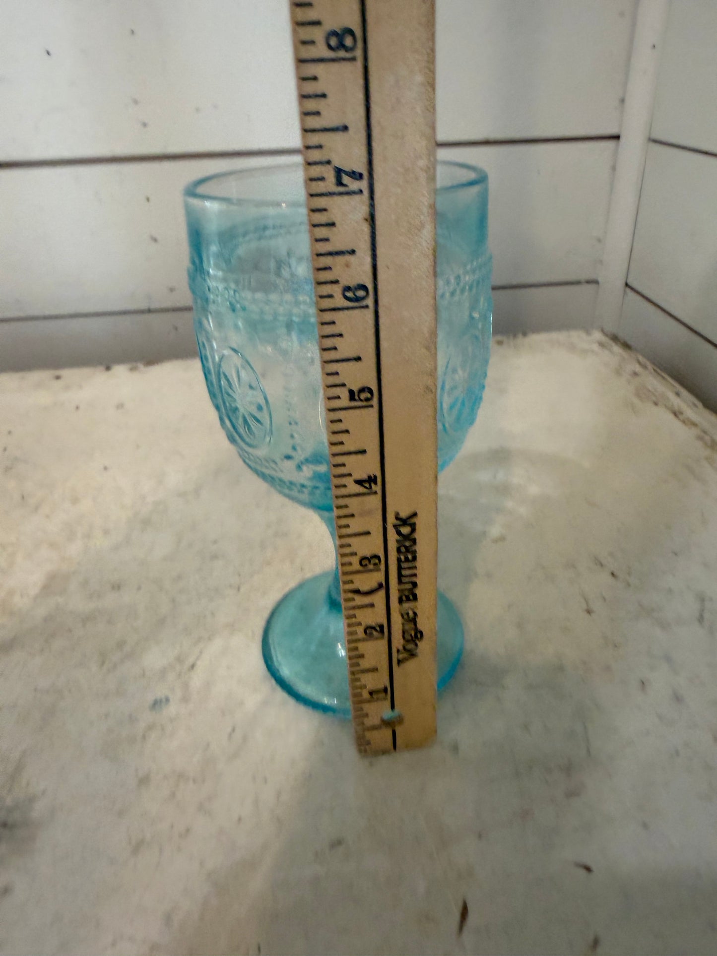Aqua teal glass goblet