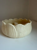 Ceramic Pottery 4 Stick Candlestick Holder Cream White Tulip Flower Centerpiece has crack as is