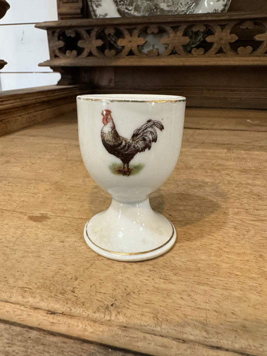 COLLECTABLE EGG CUP Brown & White Rooster