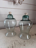 Vintage green glass cloche with wood knob sold individually