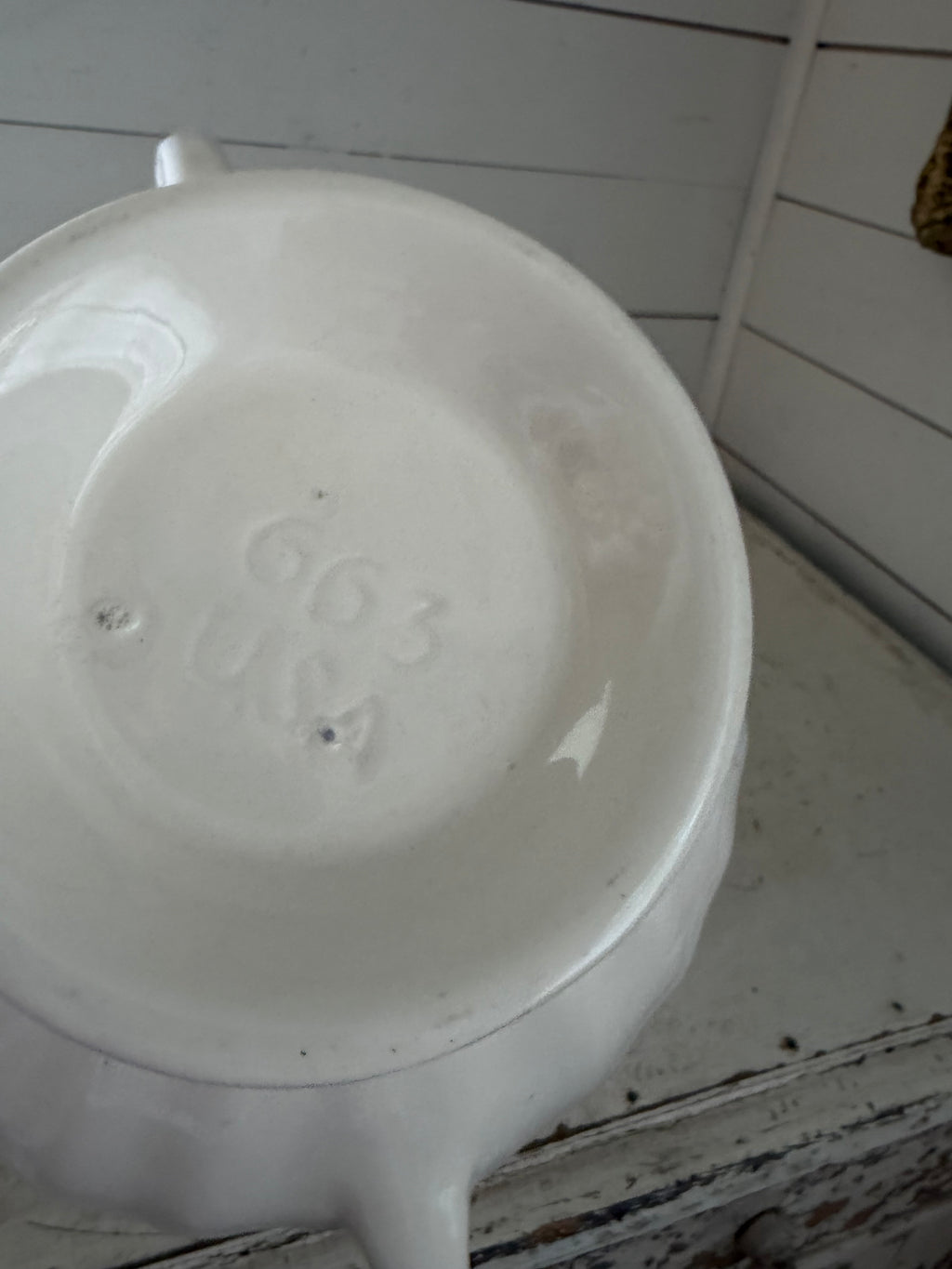 Vintage USA Pottery White Soup Tureen -missing spoon-