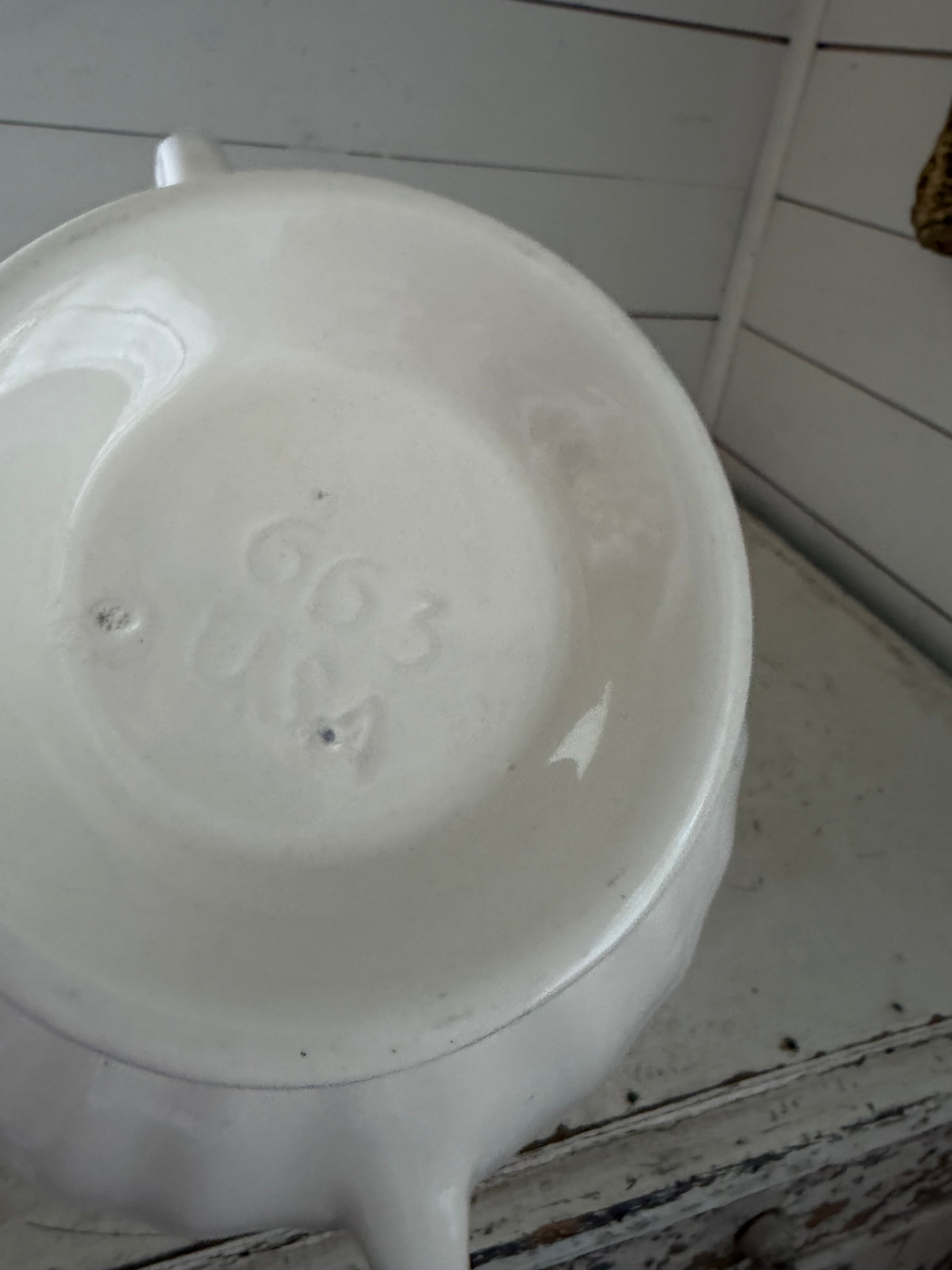 Vintage USA Pottery White Soup Tureen -missing spoon-