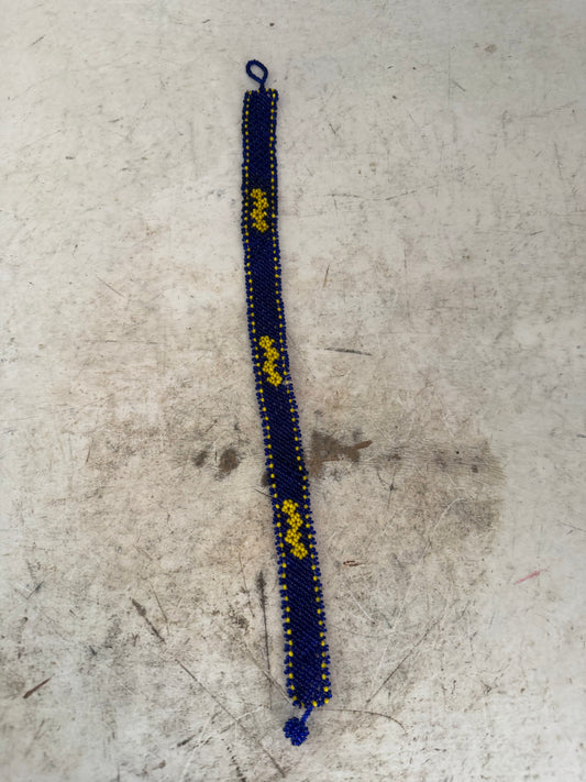 Beaded blue and yellow bracelet