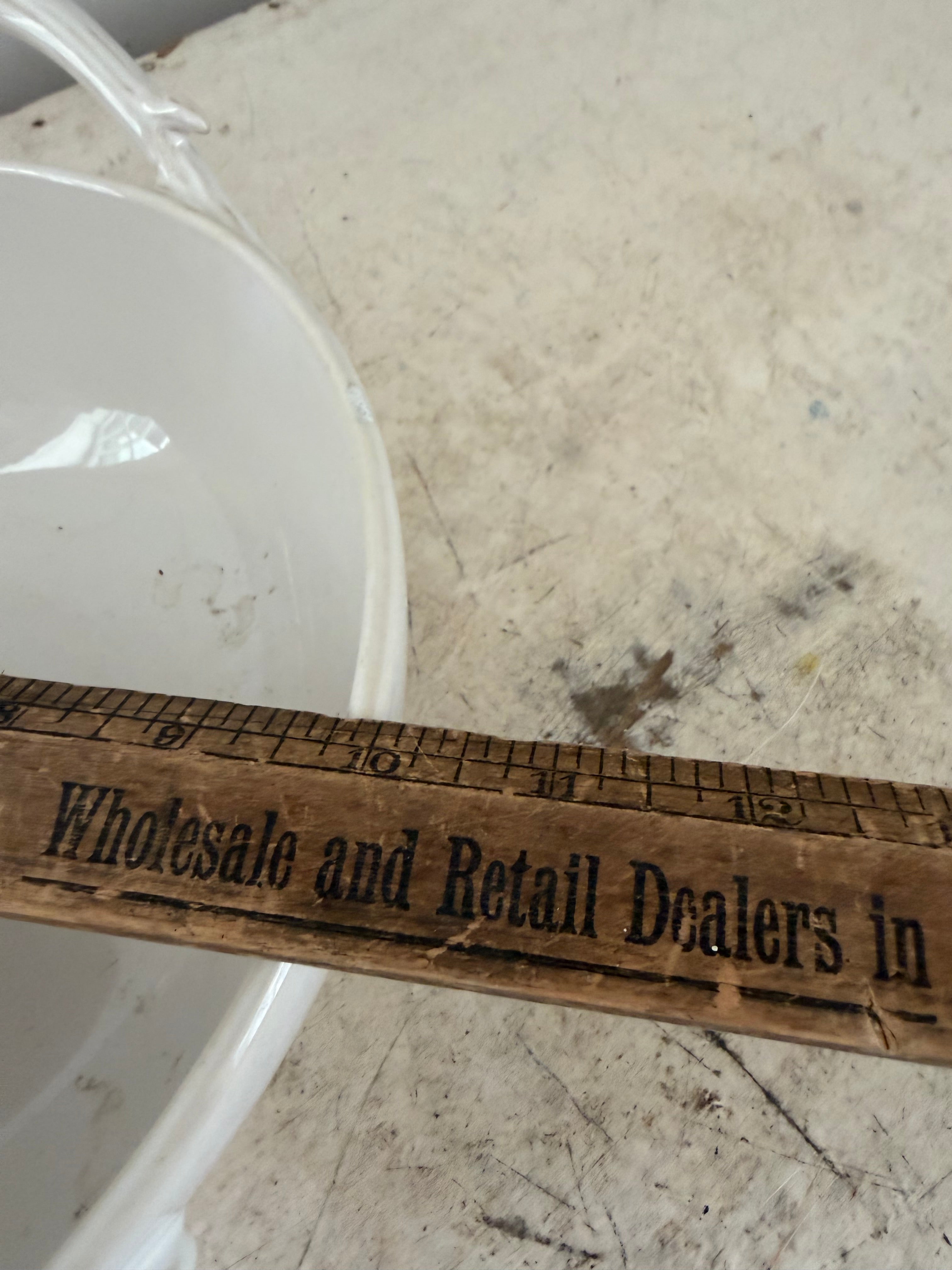 Pottery Barn Antler Handle 4qt Serving Bowl Ivory Cream White porcelain 10” x 5”
