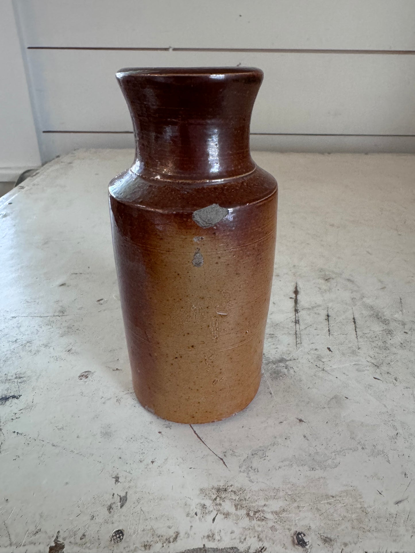 1800's antique salt glazed stoneware ink bottle