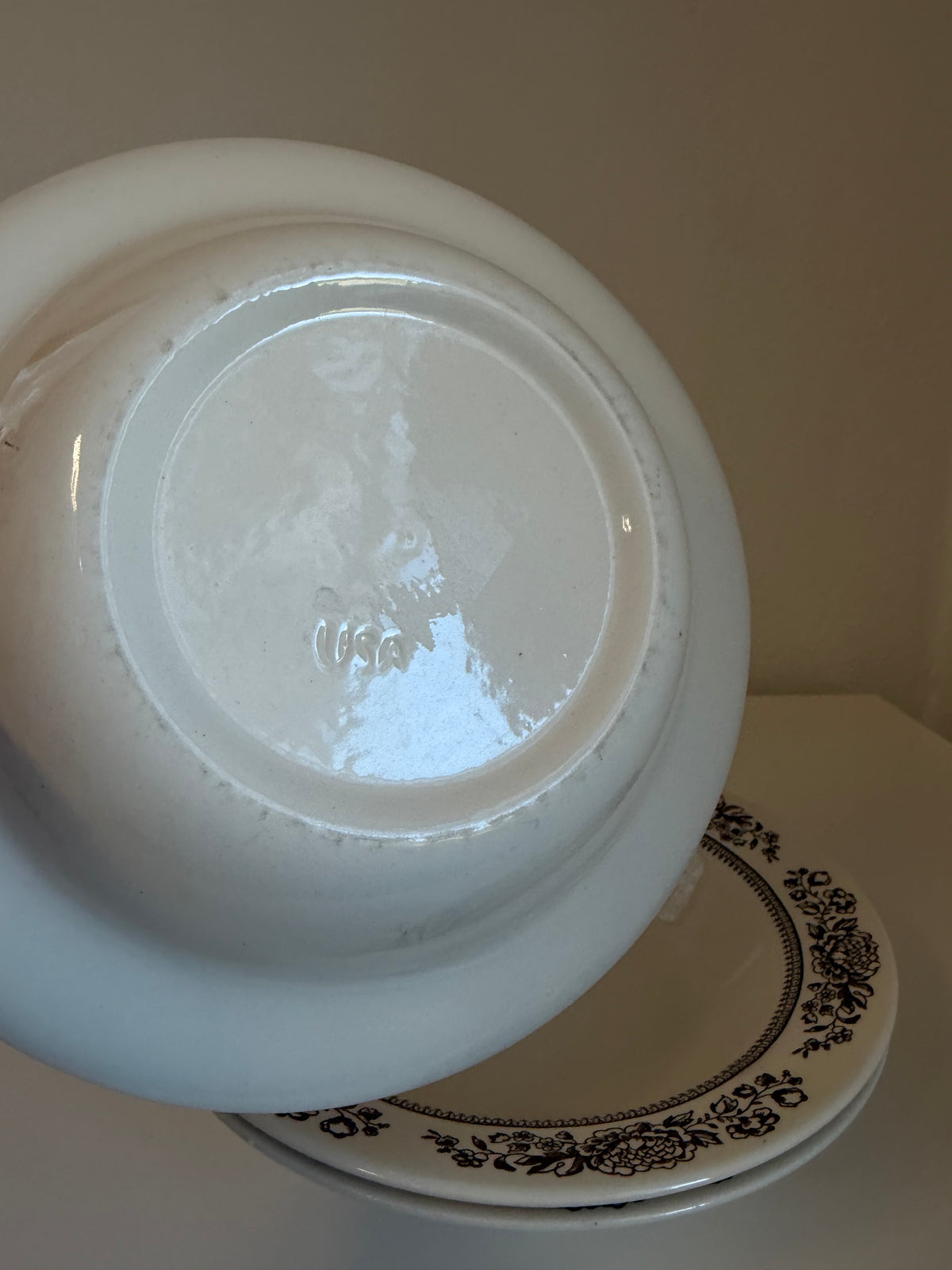 Vintage Royal China Sussex Cavalier ironstone brown transferware cereal bowl