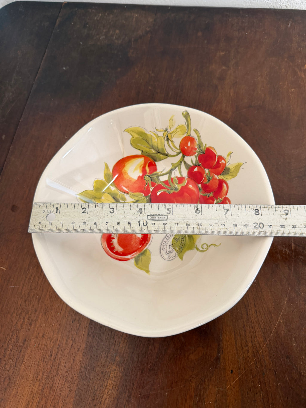 Italian Ceramic Pasta Serving Bowl with Tomatoes Painted On The Bottom - Effetti, Made in Italy