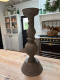 Large oversized metal candlestick hand painted