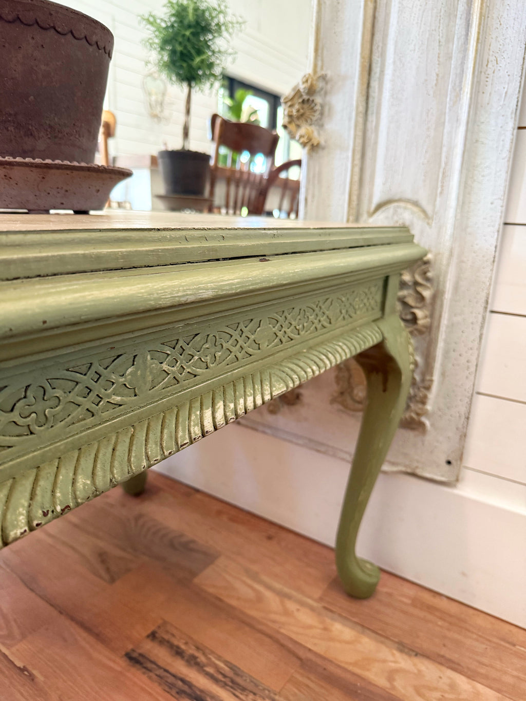 French Country Cottage Hand Painted Solid Wood Side Table Set