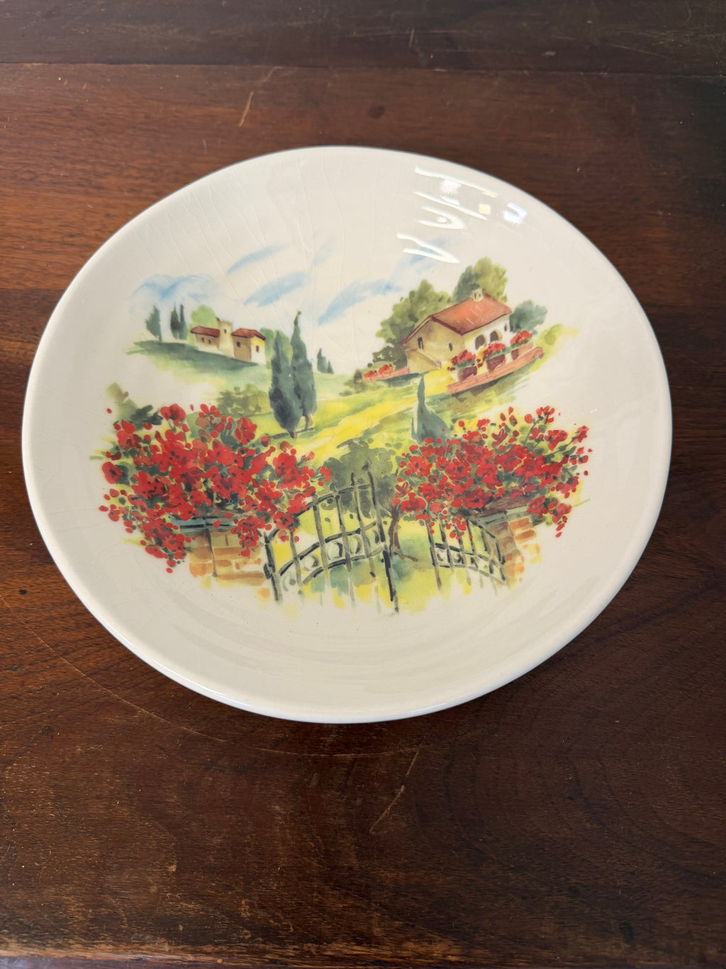 Italian Ceramic Bowl with Village Scene