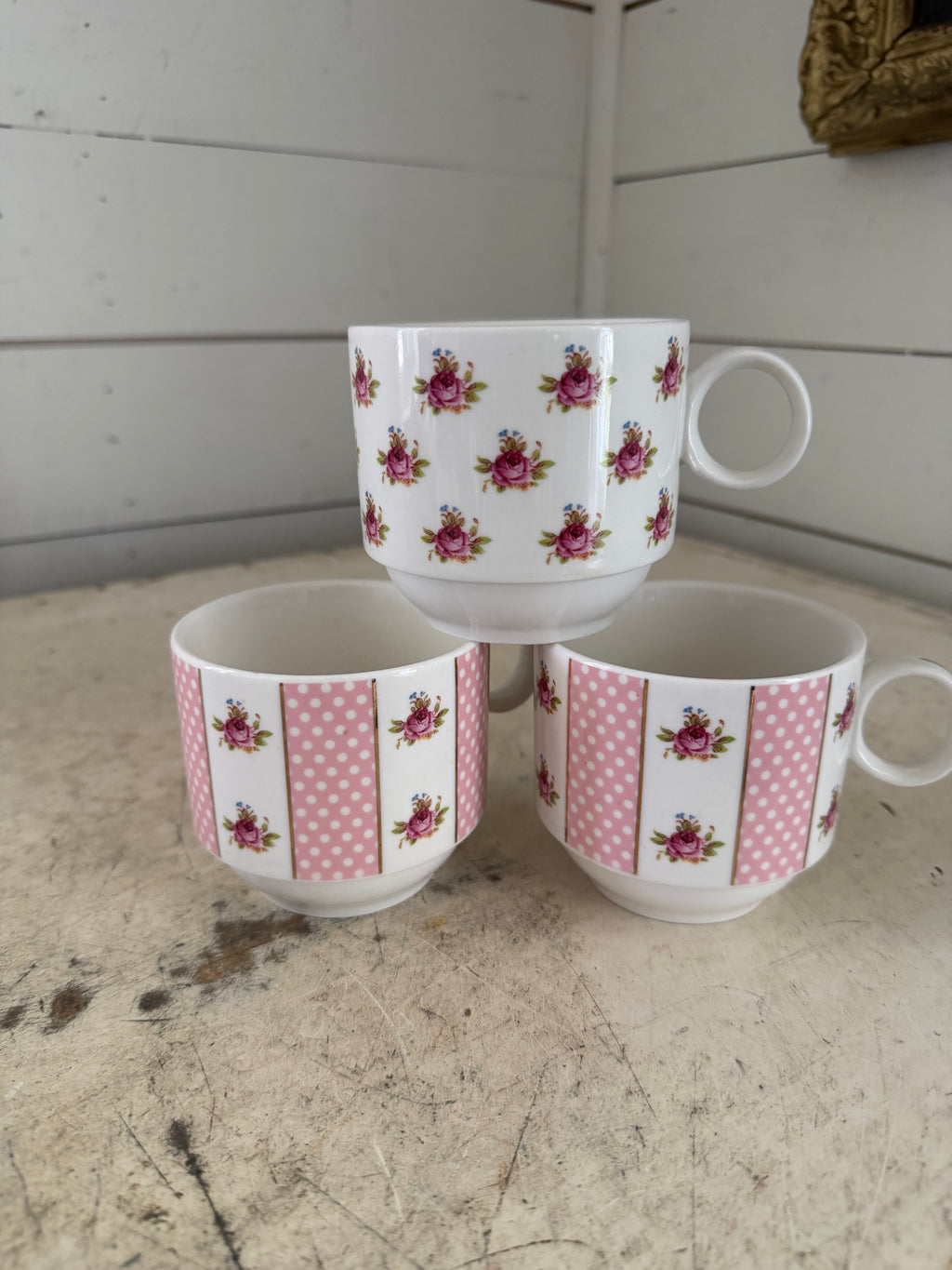 Pink Dots Rose Bud by Grace's Teaware tea cup sold individually