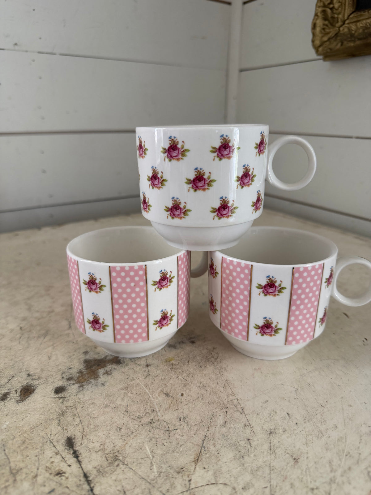 Pink Dots Rose Bud by Grace's Teaware tea cup sold individually