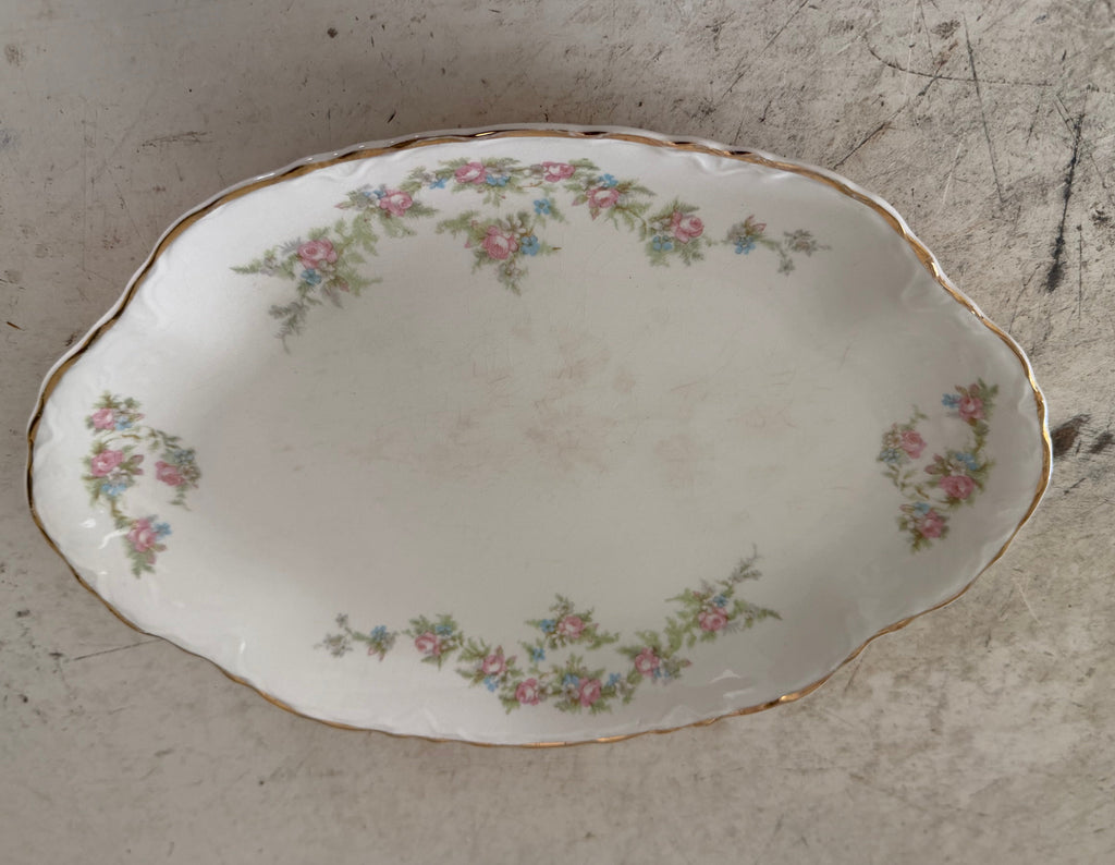Vintage porcelain platter with flowers