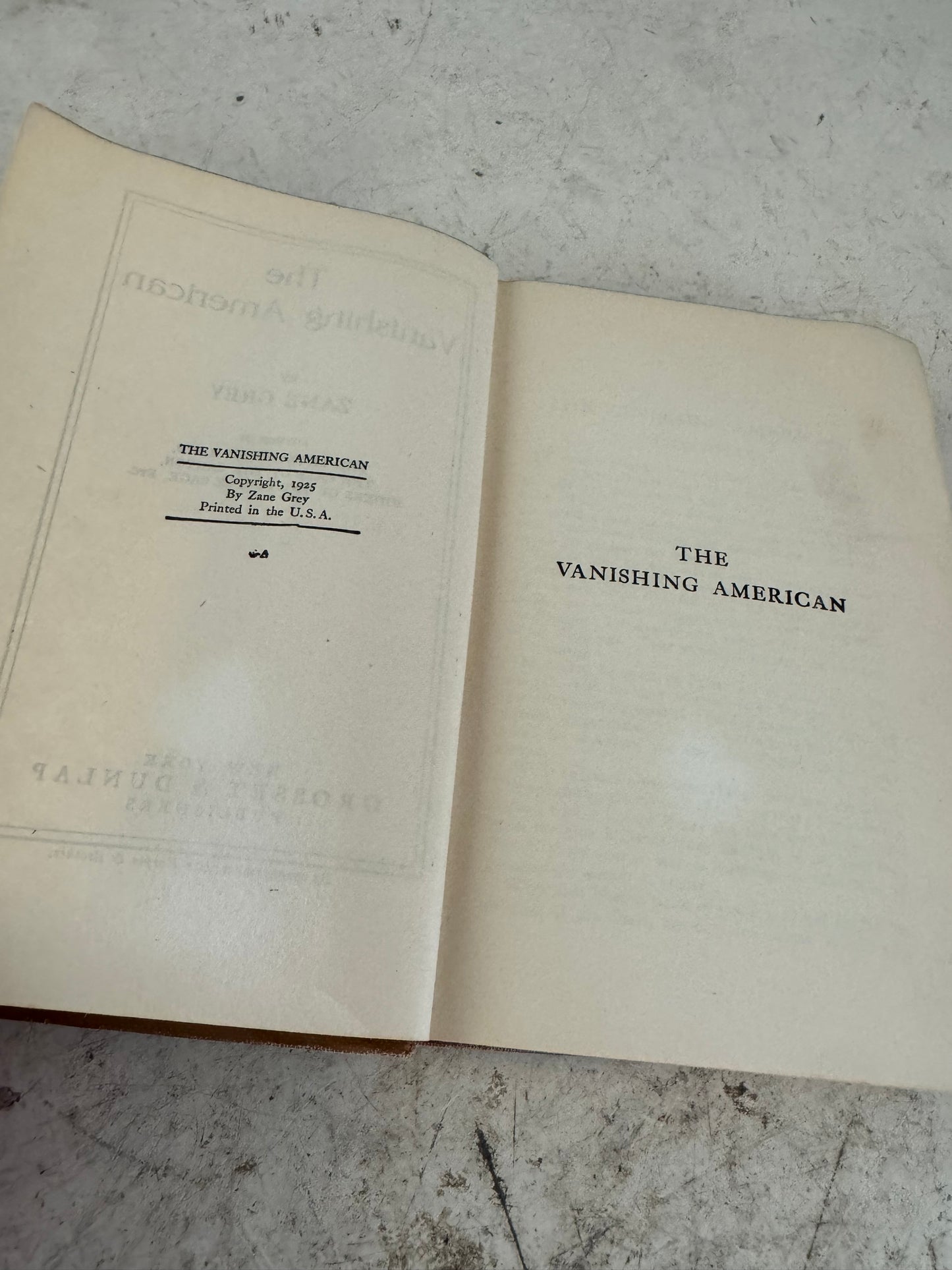 The Vanishing American Book by Zane Grey